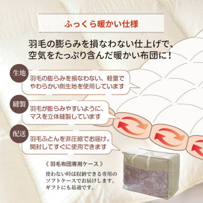 抗菌ダウン85%超極暖1.4kg本厚掛け羽毛布団シングル(アイボリー)【筑後七国羽毛ふとん】