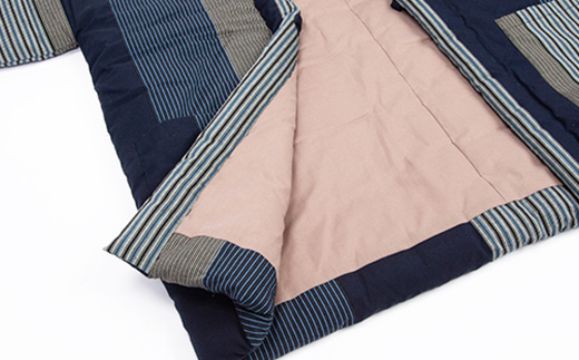 60双糸縞袢天　紺