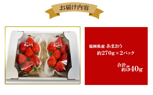 【2026年1月下旬～順次発送予定】福岡県産 あまおう 合計約540g 約270g×2パック【配送不可地域：離島】