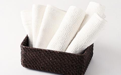 【日本製】ナチュラルコットン フェイスタオル (オフホワイト) 2柄 6枚セット