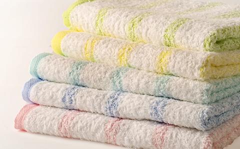 [日本製] ふんわり シンプルボーダー30 フェイスタオル5枚セット