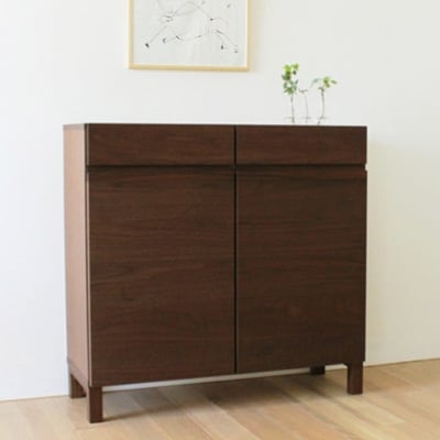 天然木製 リビング収納 レッチェ90キャビネット ウォルナット【10年保証】【高野木工】