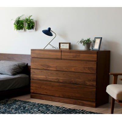 木製 洋服収納 チェスト 箪笥 レッチェ105ローチェスト ウォルナット【10年保証】【高野木工】
