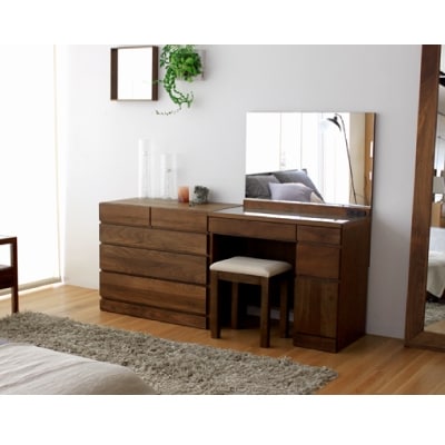 木製ドレッサー 化粧台 鏡台 レッチェ80ドレッサー ウォルナット【10年保証】【高野木工】