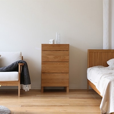 木製引き出し収納 レッチェ50サイドチェスト ホワイトオーク【10年保証】【高野木工】