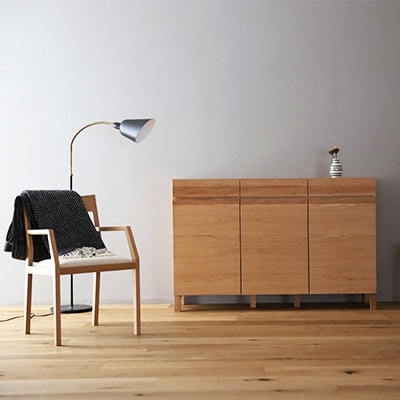 天然木製 リビング収納 レッチェ134キャビネット ホワイトオーク【10年保証】【高野木工】