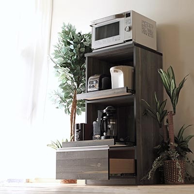 幅59cmコンパクトサイズ レンジ台 スイム【カラー:ブルックリン】【配送不可地域：離島】