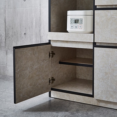 キッチンカウンター レンジ台 レンジボード アンサンブル 幅119.7 【カラー:ストーンホワイト】【配送不可地域：離島】