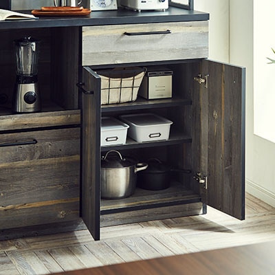 食器棚・レンジ台 アイン(上台引き戸タイプ)幅119.7cm【カラー:ブルックリン】【配送不可地域：離島】