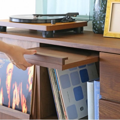 本棚  レッチェ 40マガジンレコードラック ウォルナット【10年保証】【高野木工】【配送不可地域：離島】