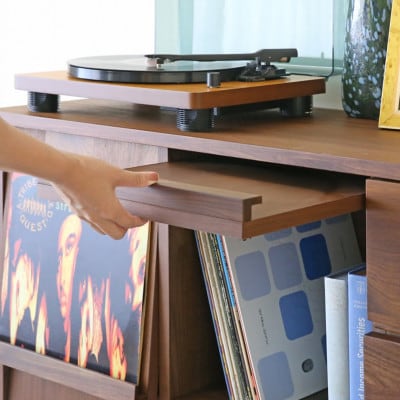 本棚  レッチェ 143マガジンレコードラック ウォルナット【10年保証】【高野木工】【配送不可地域：離島】