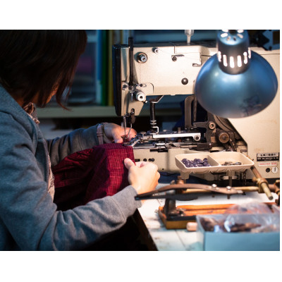 筑後産の織物「キッチンエプロン」　ピンク