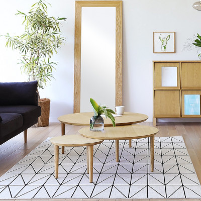 伸長式 リビングテーブル バルーン90-3 ホワイトオーク材【10年保証】【高野木工】