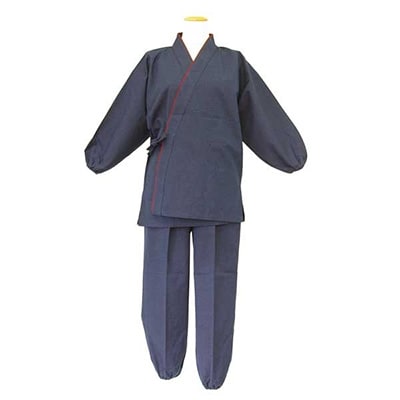 筑後市産織物　婦人無地作務衣　ML　紺