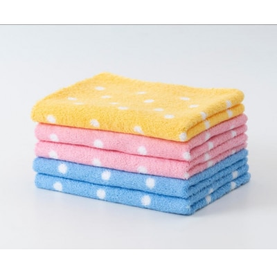 【日本製】かわいいドット柄 タオル 3色・5枚セット