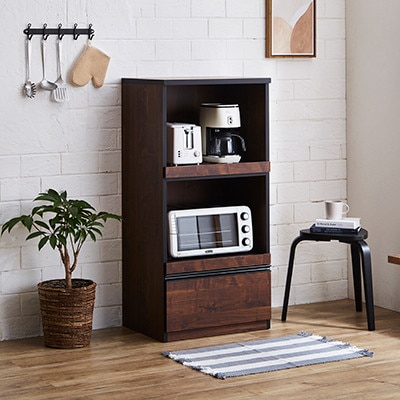 幅59cmコンパクトサイズ レンジ台 スイム【カラー:ウォールナット】【配送不可地域：離島】