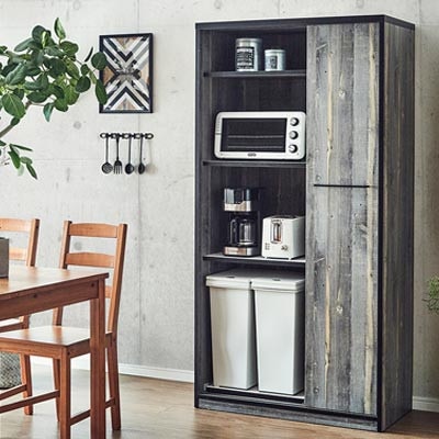 幅92.7cm引き戸食器棚 L.A.【カラー:ブルックリン】【配送不可地域：離島】