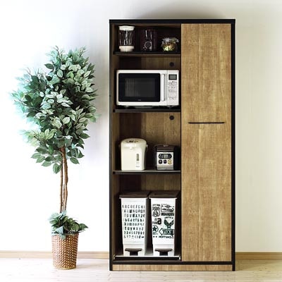 幅92.7cm引き戸食器棚 L.A.【カラー:レディオーク】【配送不可地域：離島】