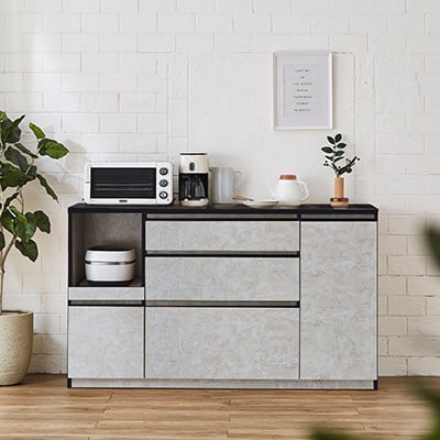 キッチンカウンター レンジ台 レンジボード アンサンブル 幅159.2 【カラー:ストーンホワイト】【配送不可地域：離島】