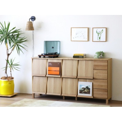 本棚  レッチェ 180マガジンレコードラック オーク【10年保証】【高野木工】【配送不可地域：離島】