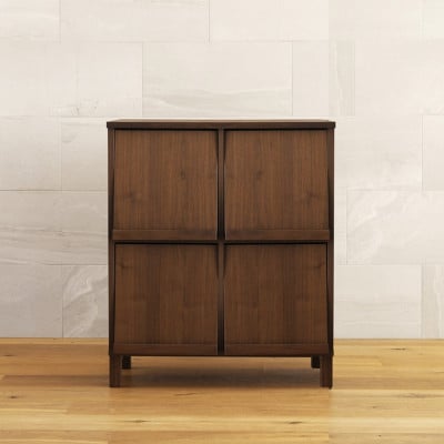 本棚  レッチェ 77マガジンレコードラック ウォルナット【10年保証】【高野木工】【配送不可地域：離島】