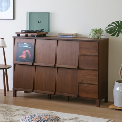 本棚  レッチェ 143マガジンレコードラック ウォルナット【10年保証】【高野木工】【配送不可地域：離島】