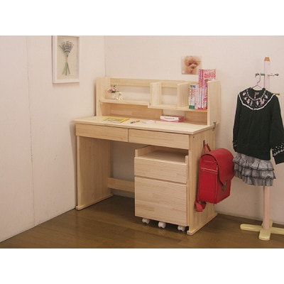 天然木パイン材デスク(学習机)「エル」3点セット