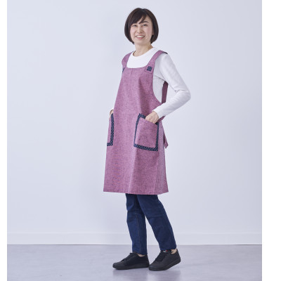 筑後産の織物「キッチンエプロン」　ピンク