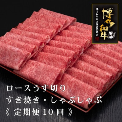 【毎月定期便】A5、4等級博多和牛特選ロースうす切り　500g×2P　計1kg(筑後市)全10回【配送不可地域：離島】