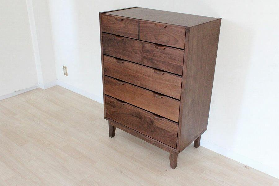 【幅80 奥行46 高さ111.6】ナタリー80-5ハイチェスト（ウォールナット）