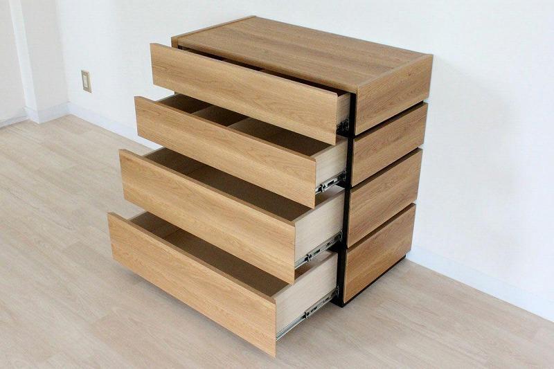 【幅80 奥行42.8 高さ80.3】モダニカ80-4チェスト（ナチュラル色）