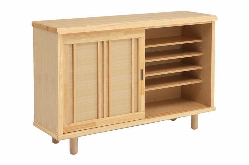 【幅150 奥行43 高さ83】レイン150ヒノキ無垢天板下駄箱（和タイプ）