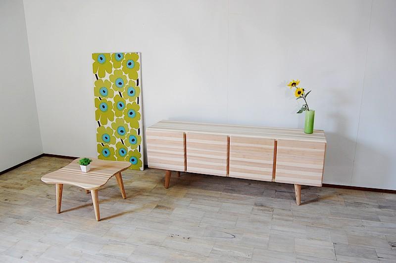 【撫でたくなる国産杉のすべすべキャビネット】NADEローキャビネット 国産杉