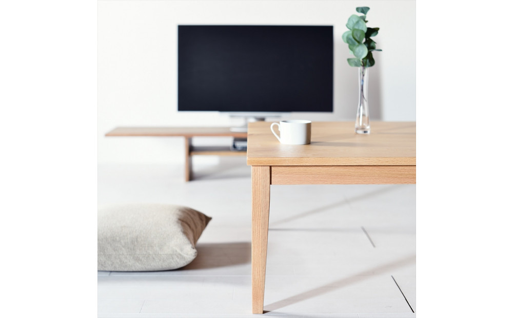 【シンプルモダンな家具のお部屋に】 シャープなデザインのＮＯ１センターテーブル80×80 オーク ローテーブル 無垢材 国産 大川家具