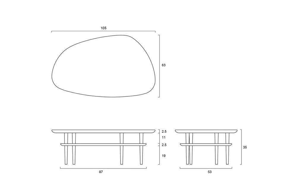 BORDO Clam Table 105 oak