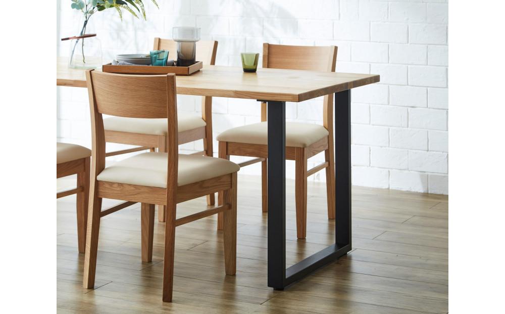 【大川家具】無垢材 ダイニングテーブル 食卓テーブル 4人掛け 幅1800mm 奥行800mm ホワイトオーク 天然木 国産 日本製 鉄脚 開梱設置便 高級感 インダストリアル【設置付き】