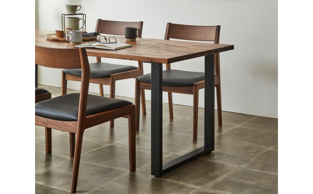 【大川家具】無垢材 ダイニングテーブル 食卓テーブル 4人掛け 幅1800mm 奥行800mm ウォールナット 天然木 国産 日本製 鉄脚 開梱設置便 高級感 インダストリアル【設置付き】