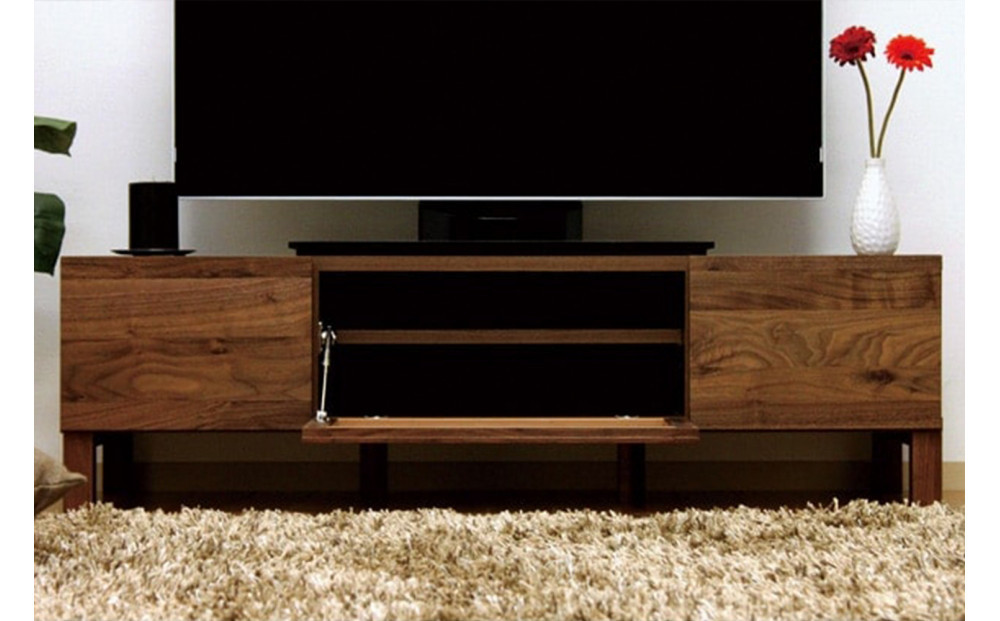 【開梱設置】高野木工 LECCE レッチェ 120TVボード ウォルナット  (黒ガラス) 【10年保証】