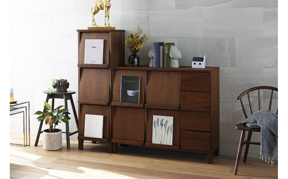 【開梱設置】高野木工 LECCE レッチェ 40マガジンレコードラック ウォルナット【10年保証】