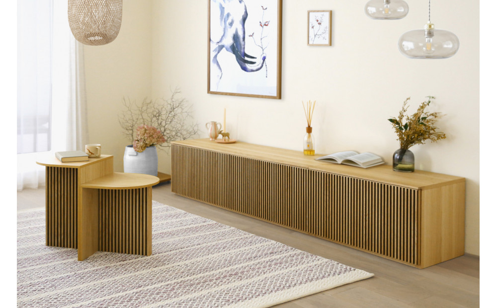 【開梱設置】高野木工 リブシリーズ 150ローボード オーク【10年保証】