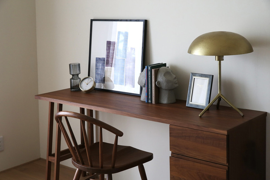 【開梱設置】高野木工 プレーンデスク SET9 ウォルナット（W150×D45cm）【10年保証】