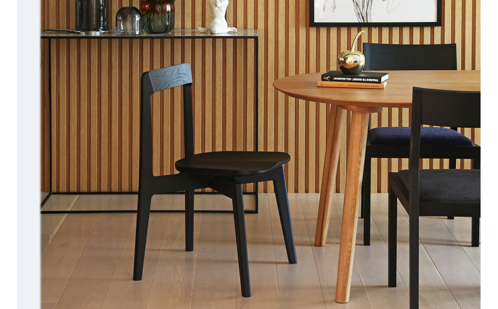 【開梱設置】高野木工 RIALTO CHAIR リアルト チェア オーク(黒塗装) 板座 【10年保証】