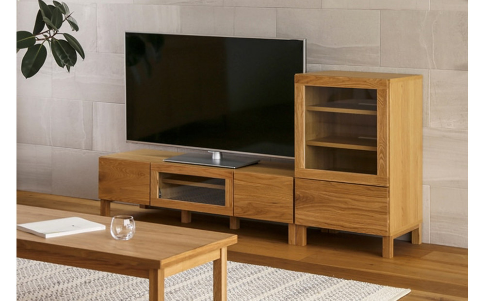 【開梱設置】高野木工 LECCE レッチェ 120TVボード オーク (透明ガラス) 【10年保証】