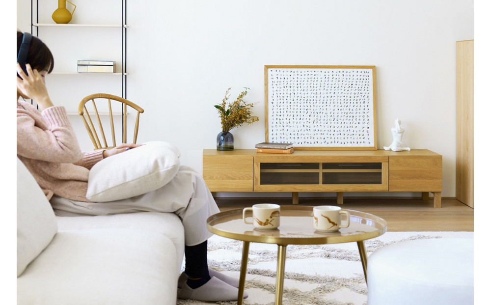 【開梱設置】高野木工 LECCE レッチェ 164TVボード オーク (透明ガラス) 【10年保証】