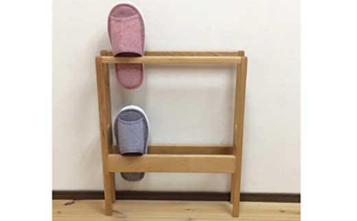 【２段スリッパラック　ブラックチェリー】おしゃれな玄関の演出に＜ブラックチェリー材　オイルフィニッシュ＞玄関 リビング インテリア 木製 小物 置物 MUKU屋 MUFactory