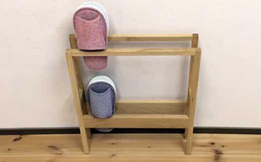 【２段スリッパラック　オーク】おしゃれな玄関の演出に　＜オーク材　オイルフィニッシュ＞玄関 リビング インテリア 木製 小物 置物 MUKU屋 MUFactory