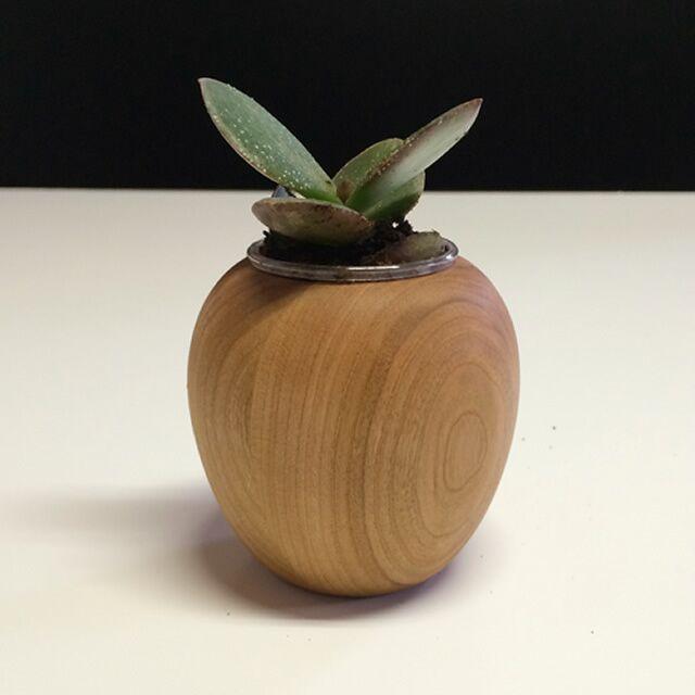 【木製ポット「りんご」ブラックチェリー材】かわいい木製ポット・キャンドル・植物どちらでも使えます＜ブラックチェリー材　オイルフィニッシュ＞