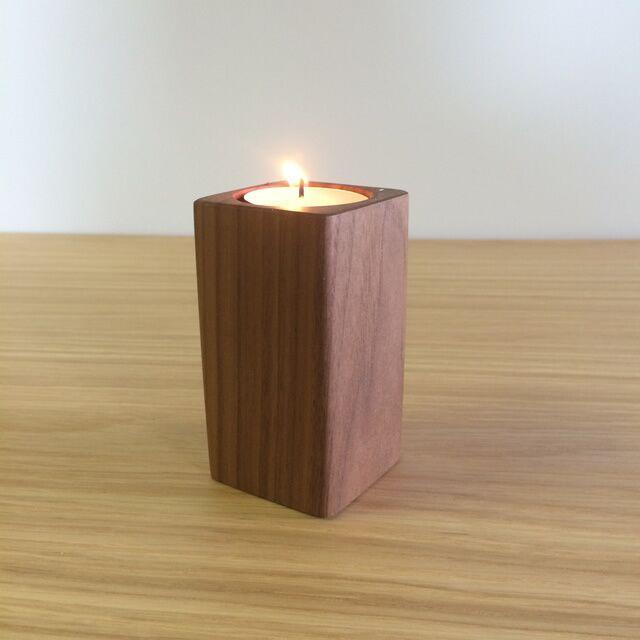 【かわいい四角い木製ポット】キャンドル・植物どちらでも使えます＜ウォールナット材　オイルフィニッシュ＞