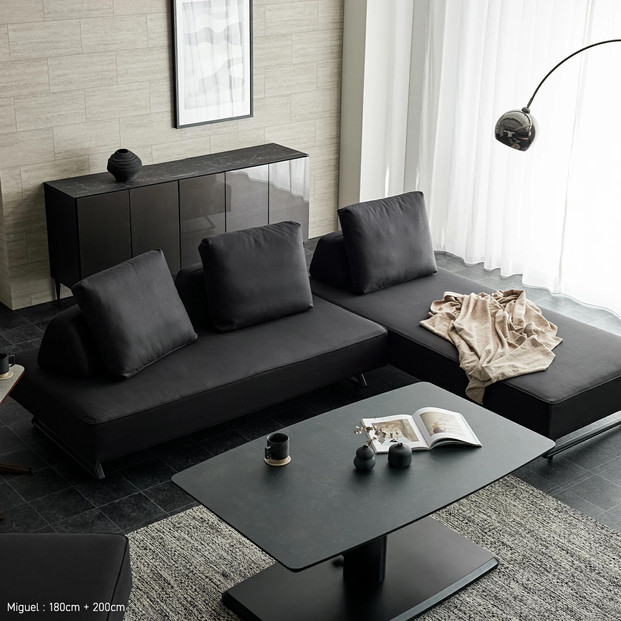 ミゲル ソファ 180cm 3人掛け チャコールブラック【モーブル】【大川家具】