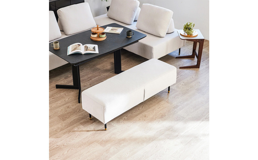 Carlo カルロ 幅140cm ソファベンチ アイランドソファ ミルキーホワイト 【モーブル】【大川家具】